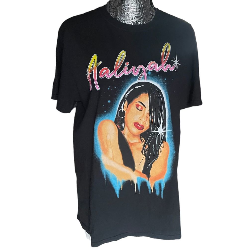 Aaliyah unisex‎ T Shirt Graffiti Effect Hip Hop large